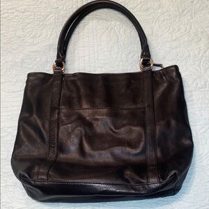 Vintage J. Crew Black Leather Shoulder Bag